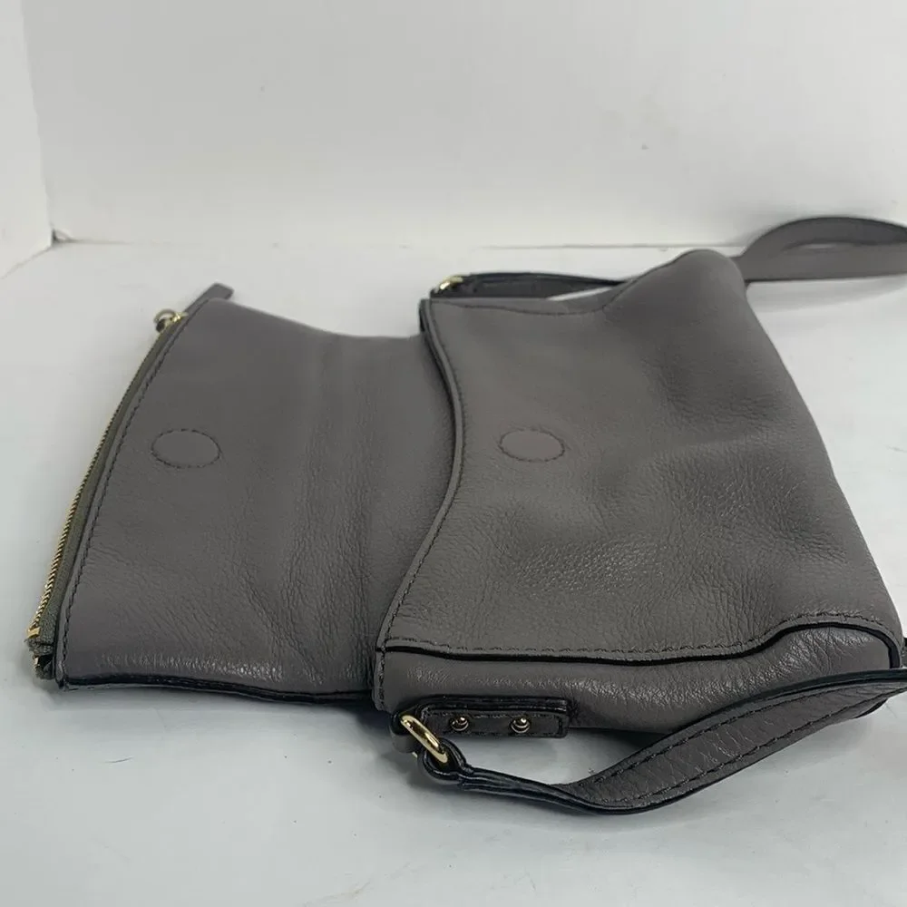 Kate Spade Cobble Hill Carson gray leather fold-over crossbody bag